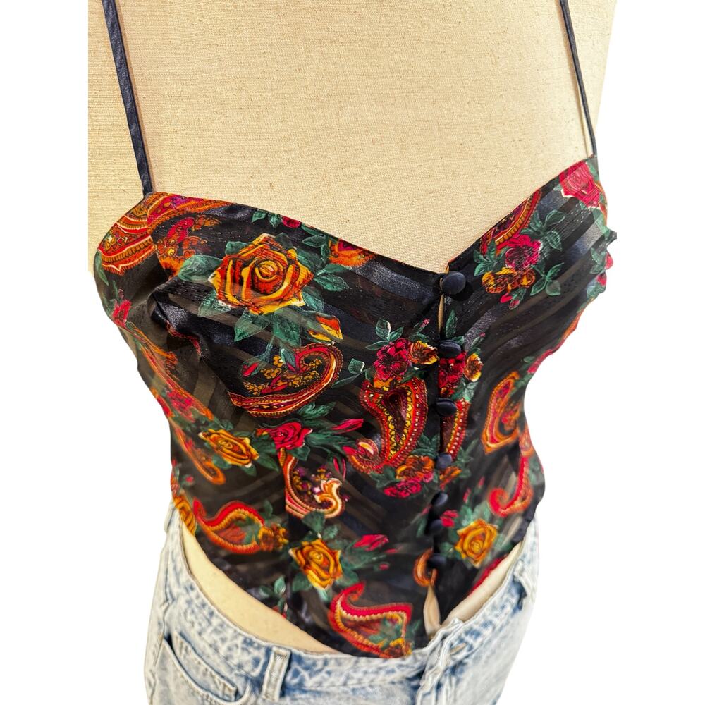 Vintage 90s Victoria’s Secret Gold Label Paisley Corset Cami Womens S Fits Big - Picture 1 of 9